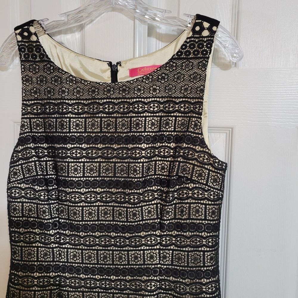 Catherine Malandrino Shift Dress 8 Black Lace Sleeveless Boho Eclectic‎ LBD - Picture 2 of 8